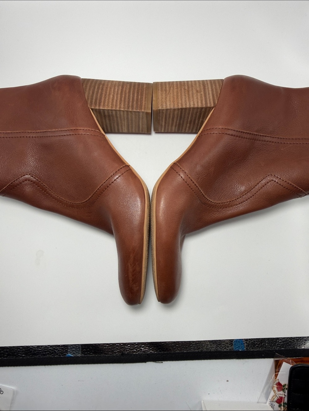 Lucky Brand Sheirin Brown Leather Block Heel Ankle Boots Size 10 - Picture 9 of 11